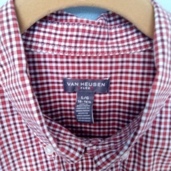 3/$25💦 VAN HEUSEN LG SHORT SLEEVE BUTTON DOWN RED - Picture 5 of 11